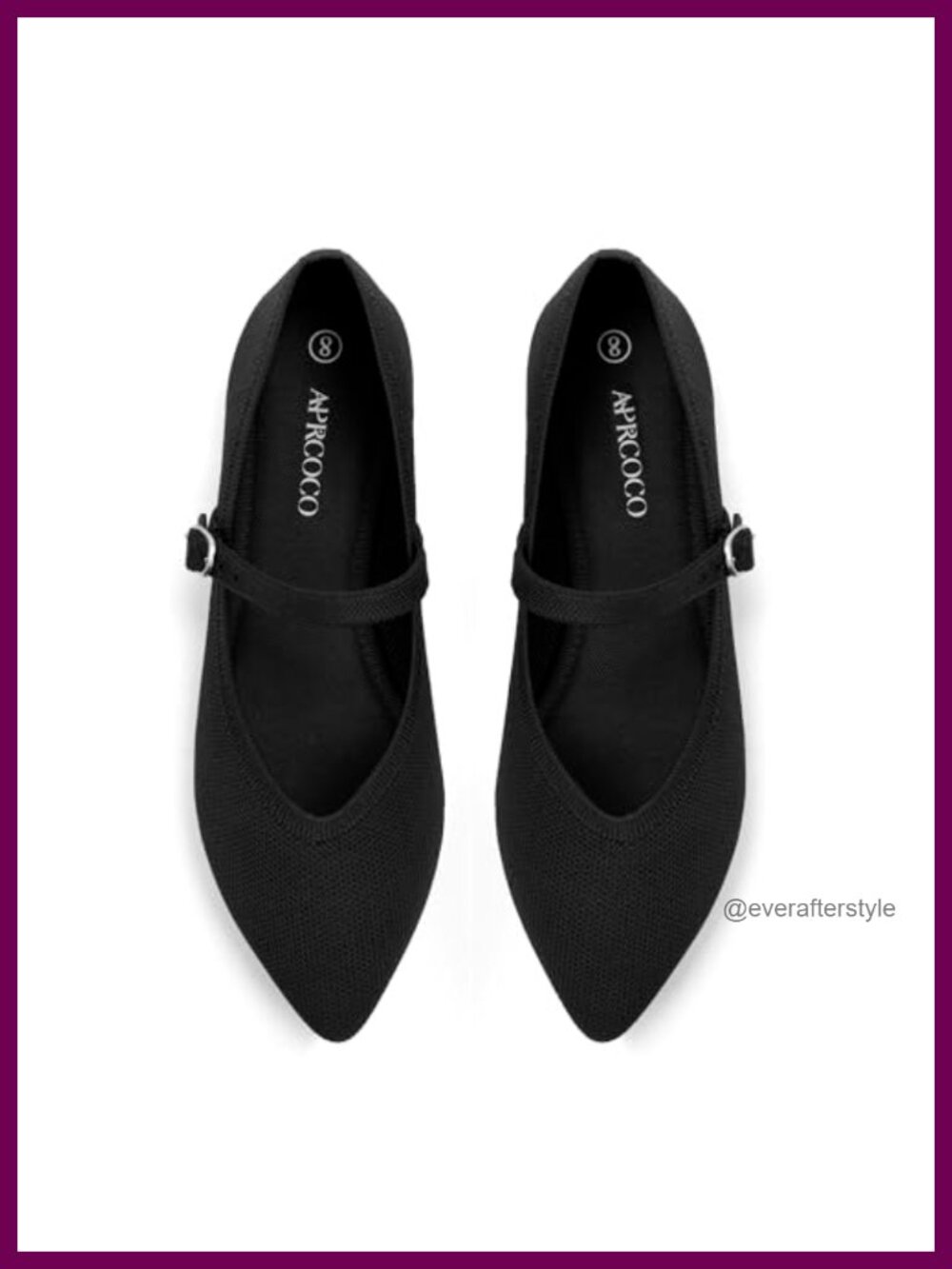 Knit Pointed Toe Ballet Flats with Ankle Strap Comfort Walking